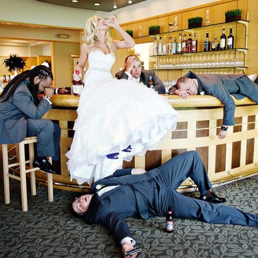 drunk wedding bride groom groomsmen